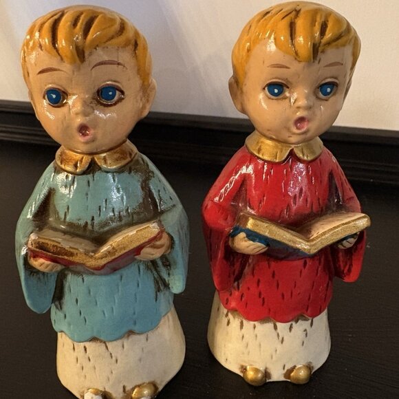 4 Vtg Christmas Paper Mache Charming Choir Boy Carolers Figurines Made Japan - Picture 2 of 10